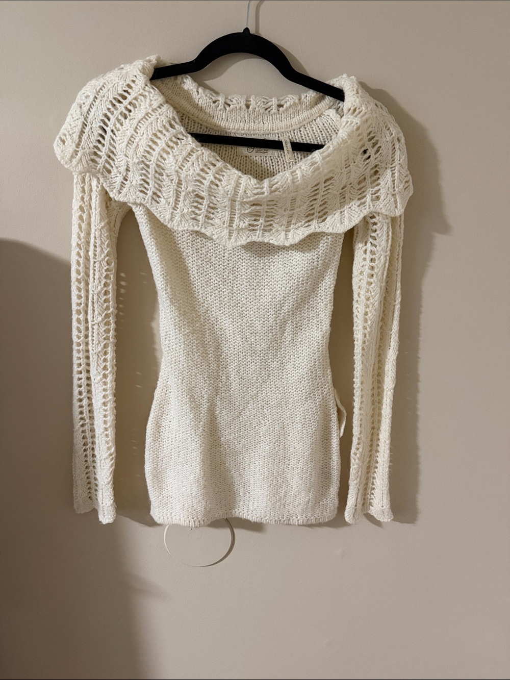 Guess by Marciano Cream Off-Shoulder Knit Sweater